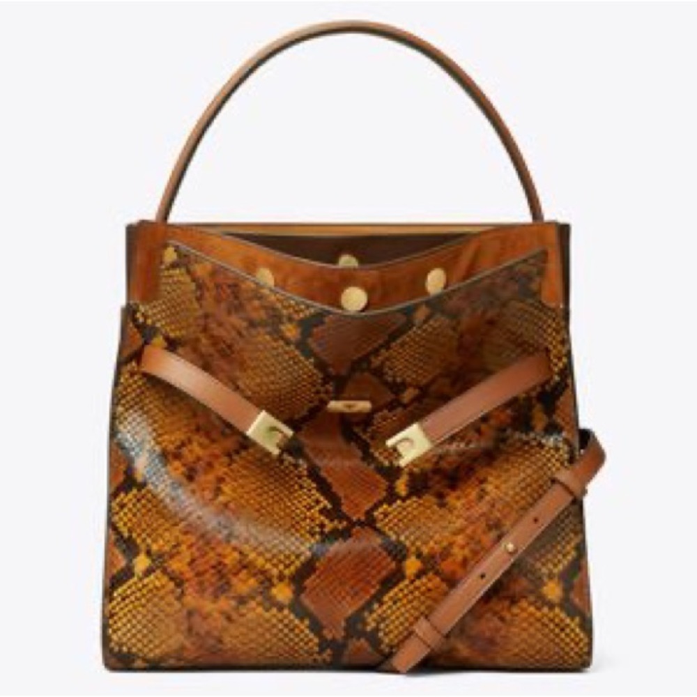 Stunning Tory Burch Snake Print Lee Radziwill Double Bag - EUC